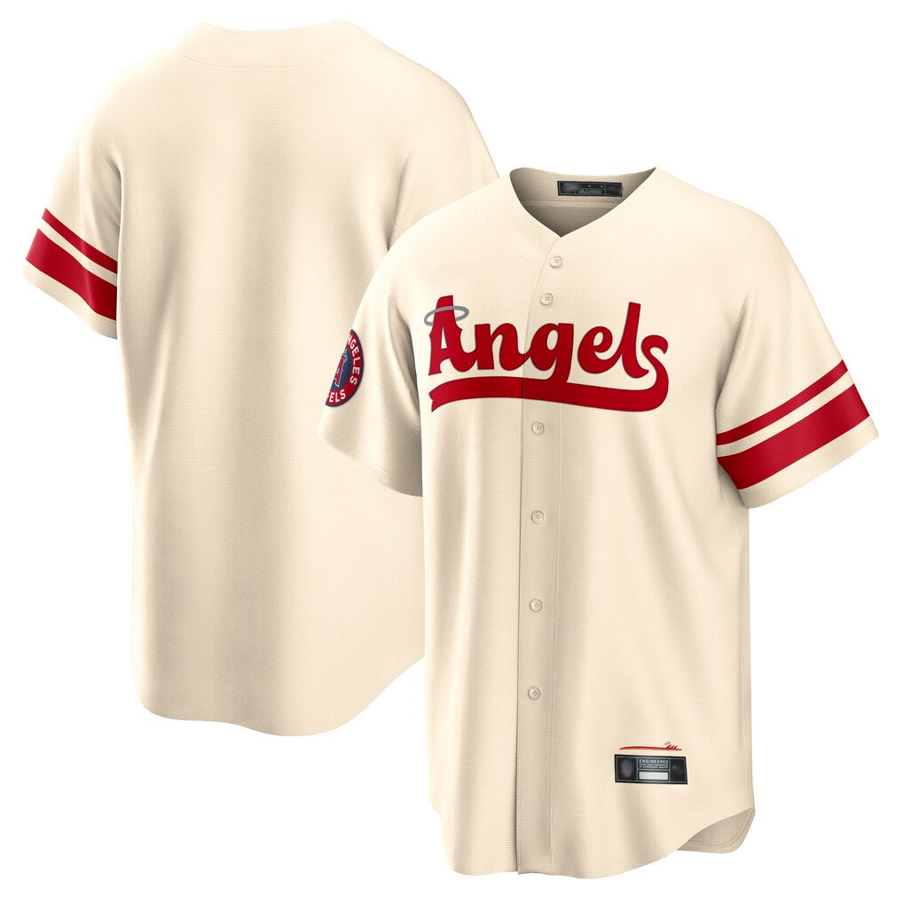 Yuxns LA.Angels Cream City Connect Home Blank Player Stitched Jerseys