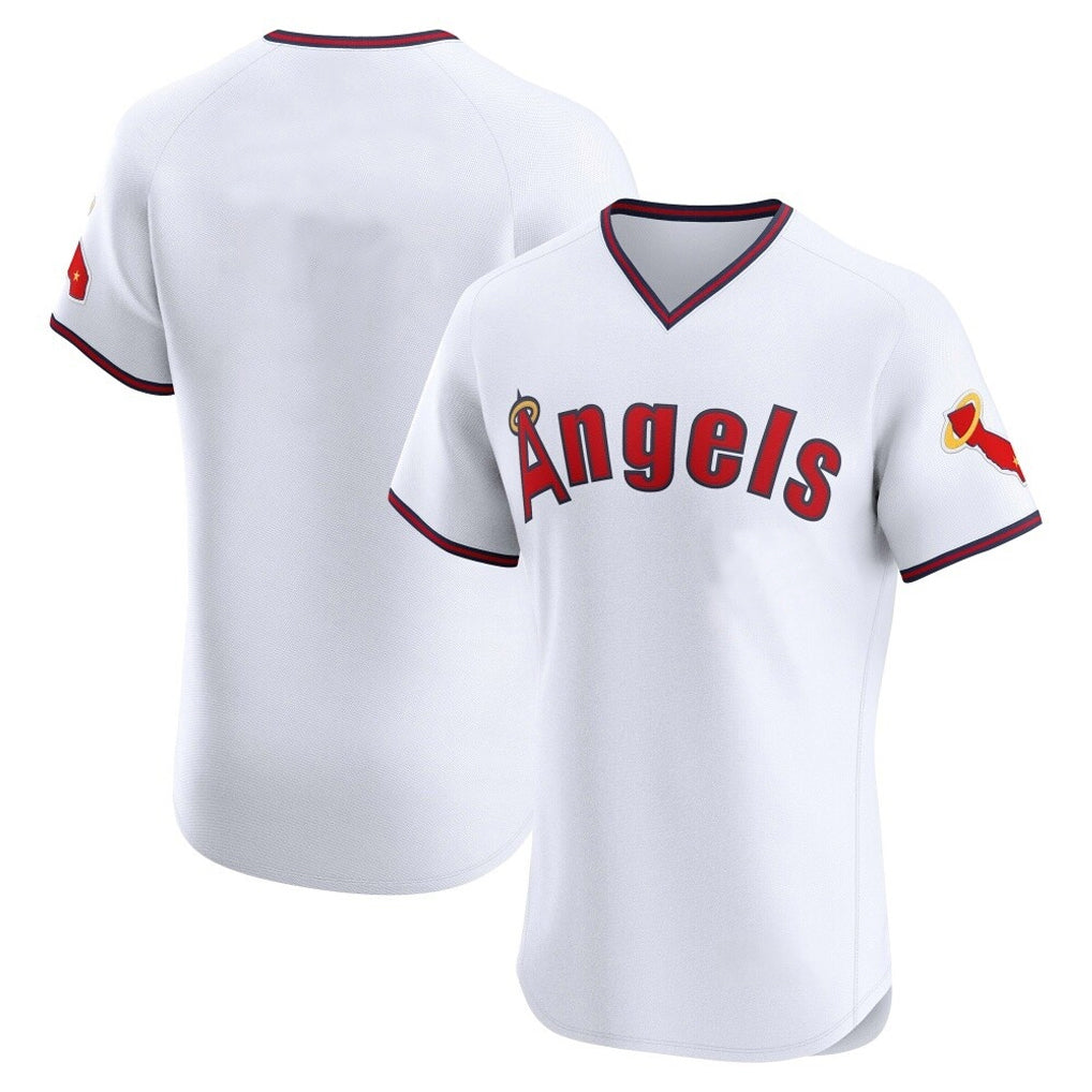 Yuxns LA.Angels White T-shirt Home Limited Elite Blank Player Stitched Jerseys