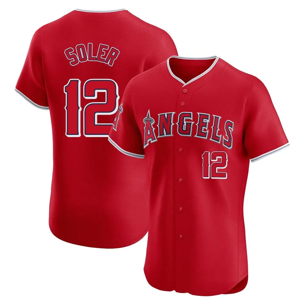 Yuxns LA.Angels #12 Jorge Soler Player Red Home Limited Elite Stitched Jerseys
