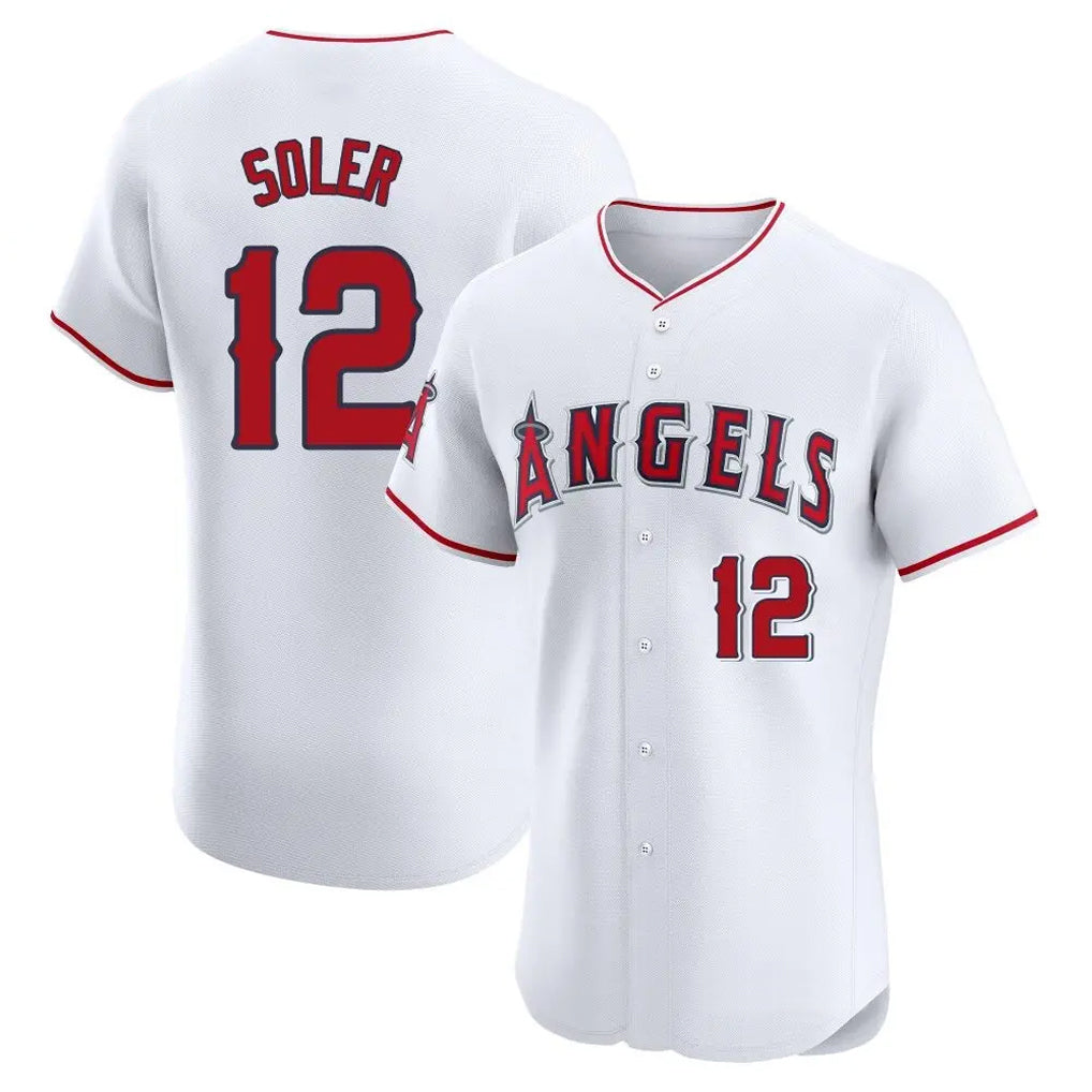 Yuxns LA.Angels #12 Jorge Soler Player White Limited Elite Stitched Home Jerseys