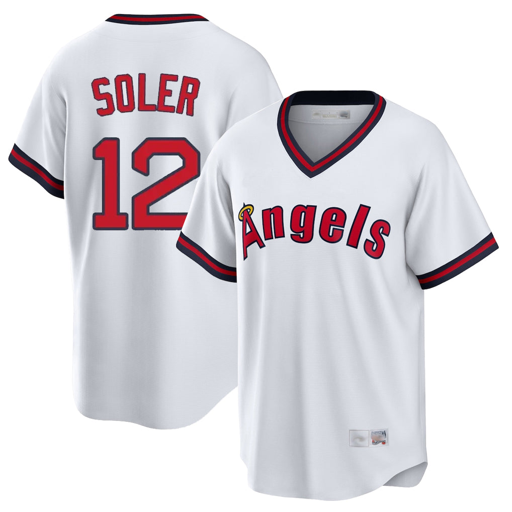 Yuxns LA.Angels #12 Jorge Soler Player White T-shirt Home Game Stitched Jerseys