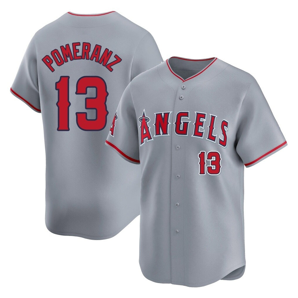 Yuxns LA.Angels #13 Drew Pomeranz Player Gray Home Limited Stitched Jerseys
