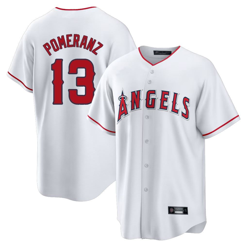 Yuxns LA.Angels #13 Drew Pomeranz Player White Home Game Stitched Jerseys