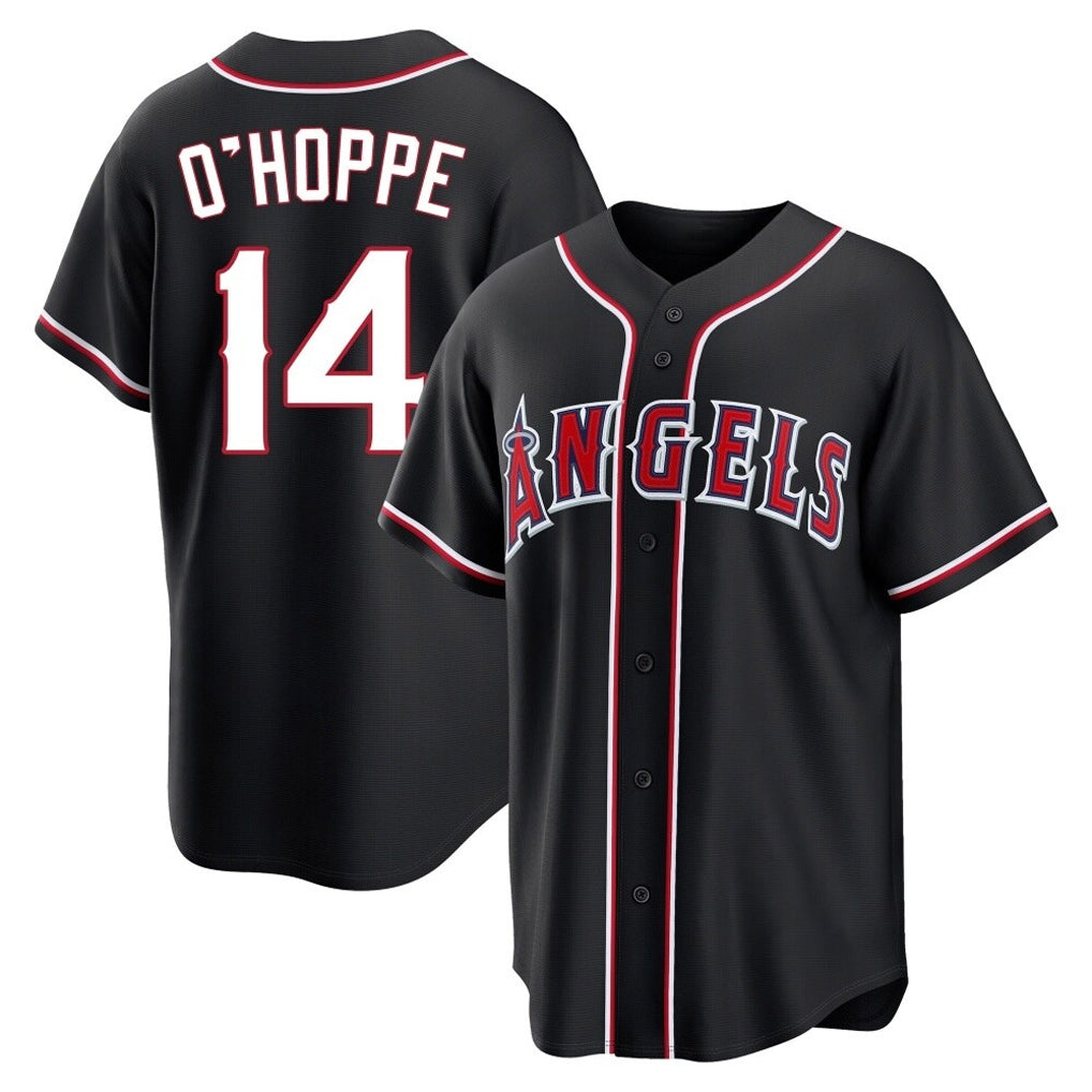 Yuxns LA.Angels #14 Logan O'Hoppe Player Black Fashion Out Home Game Stitched Jerseys