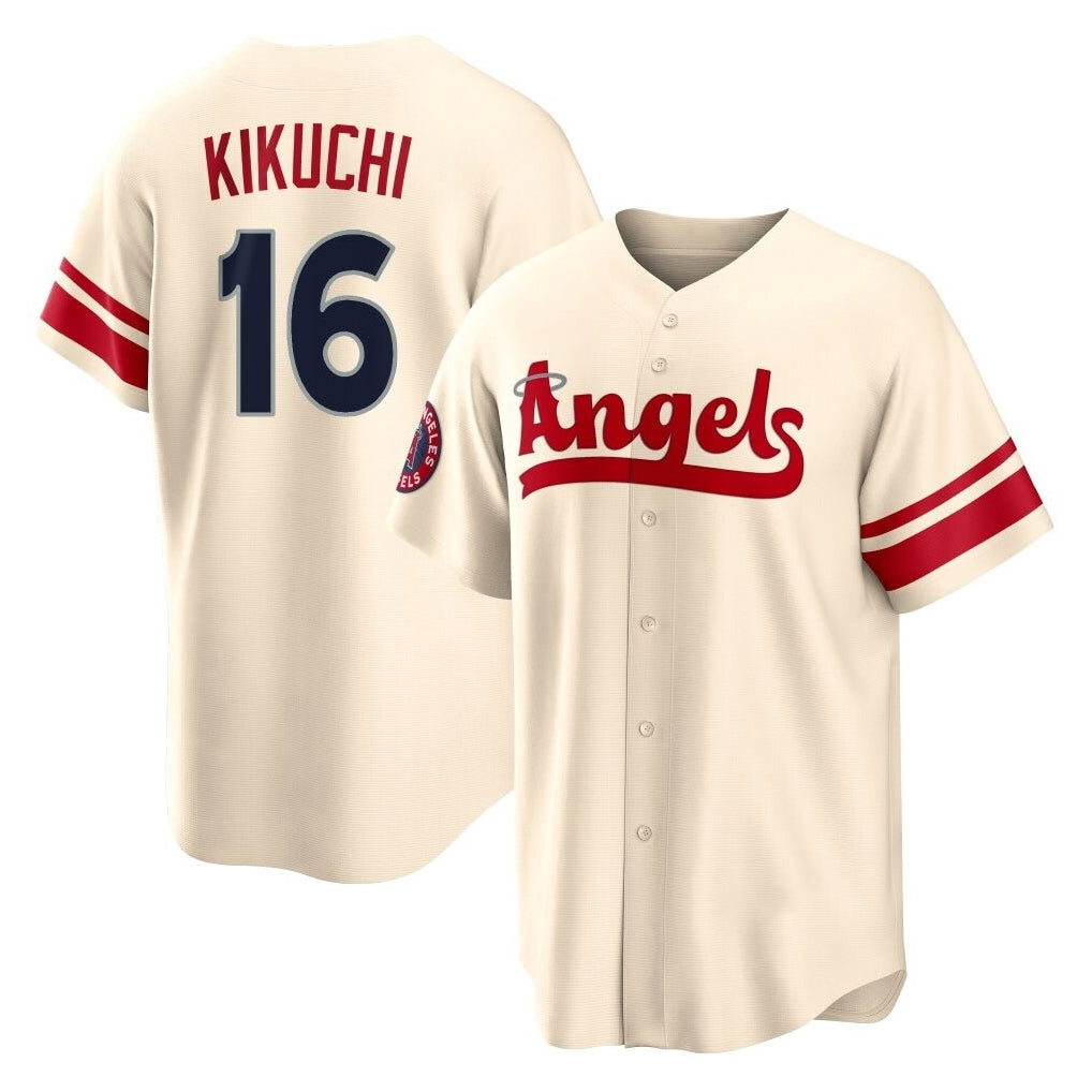 Yuxns LA.Angels #16 Yusei Kikuchi Player Cream City Connect Home Stitched Jerseys