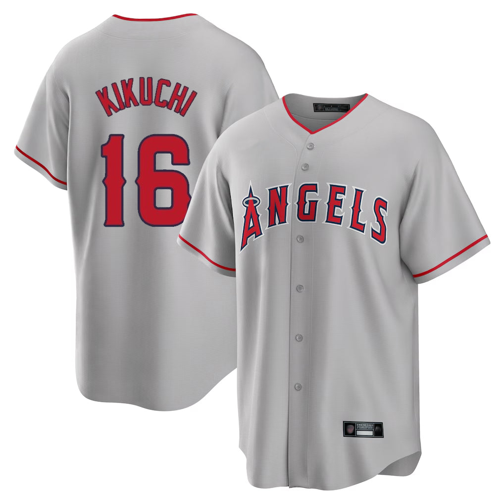 Yuxns LA.Angels #16 Yusei Kikuchi Player Gray Home Game Stitched Jerseys