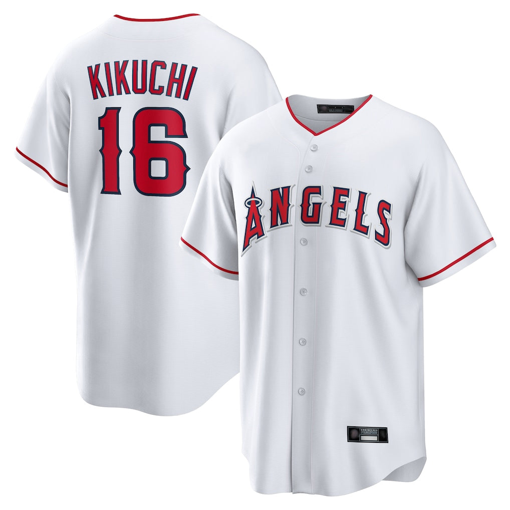 Yuxns LA.Angels #16 Yusei Kikuchi Player White Home Game Stitched Jerseys
