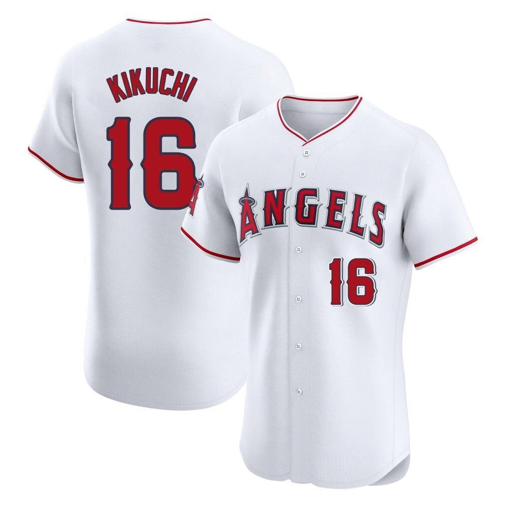 Yuxns LA.Angels #16 Yusei Kikuchi Player White Limited Elite Stitched Home Jerseys