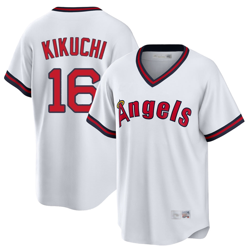 Yuxns LA.Angels #16 Yusei Kikuchi Player White T-shirt Home Game Stitched Jerseys
