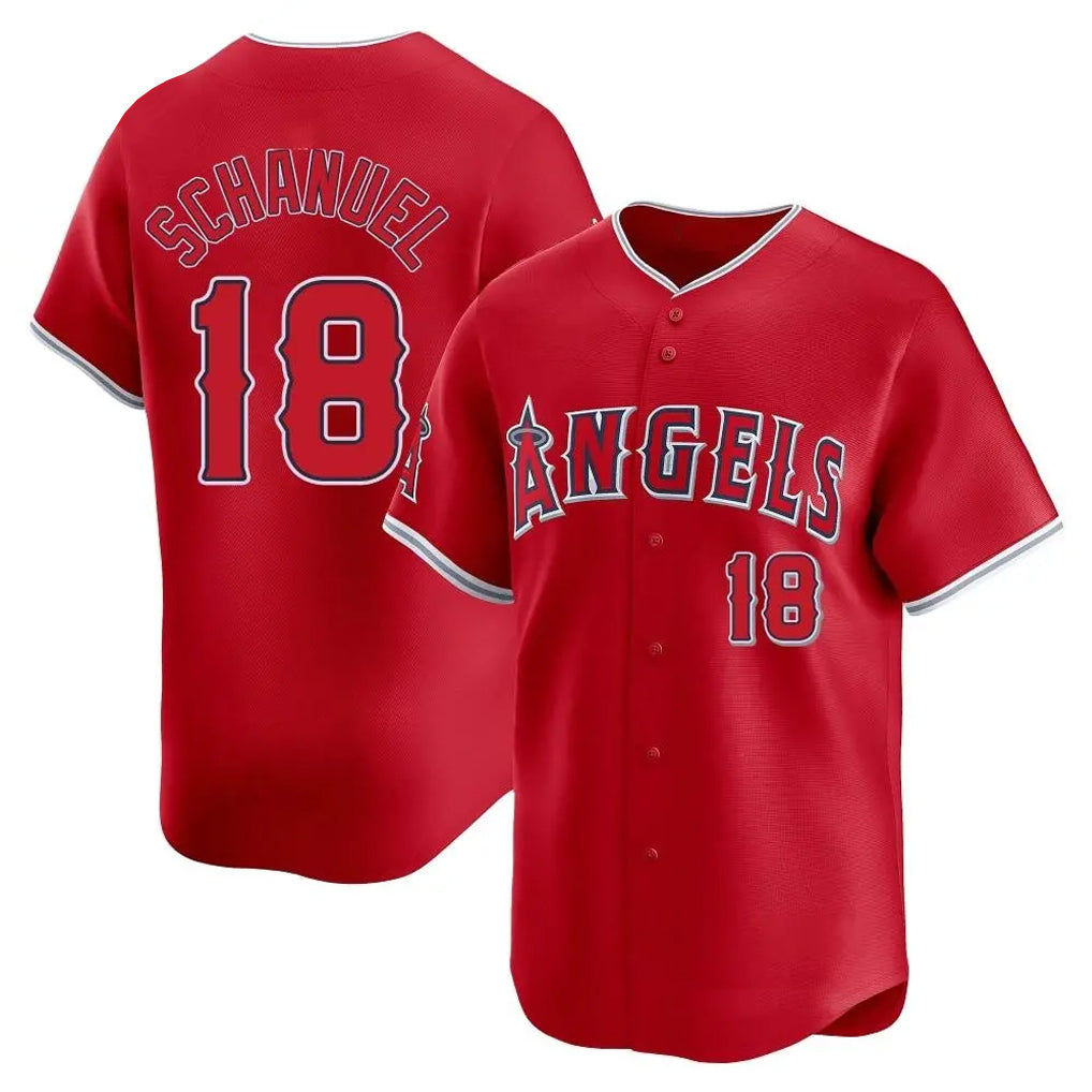 Yuxns LA.Angels #18 Nolan Schanuel Player Red Home Limited Stitched Jerseys