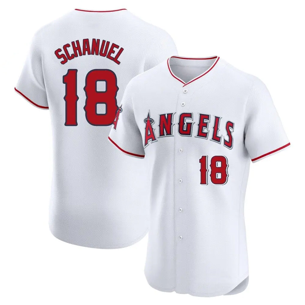 Yuxns LA.Angels #18 Nolan Schanuel Player White Limited Elite Stitched Home Jerseys