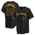 Yuxns LA.Angels #25 Travis d'Arnaud Player Black Snake Skin City Game Home Stitched Jerseys