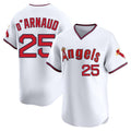 Yuxns LA.Angels #25 Travis d'Arnaud Player White T-shirt Home Limited Stitched Jerseys