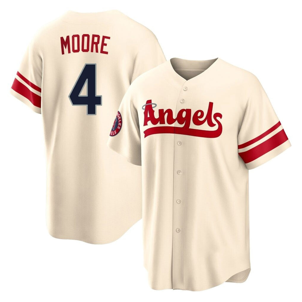Yuxns LA.Angels #4 Christian Moore Player Cream City Connect Home Stitched Jerseys