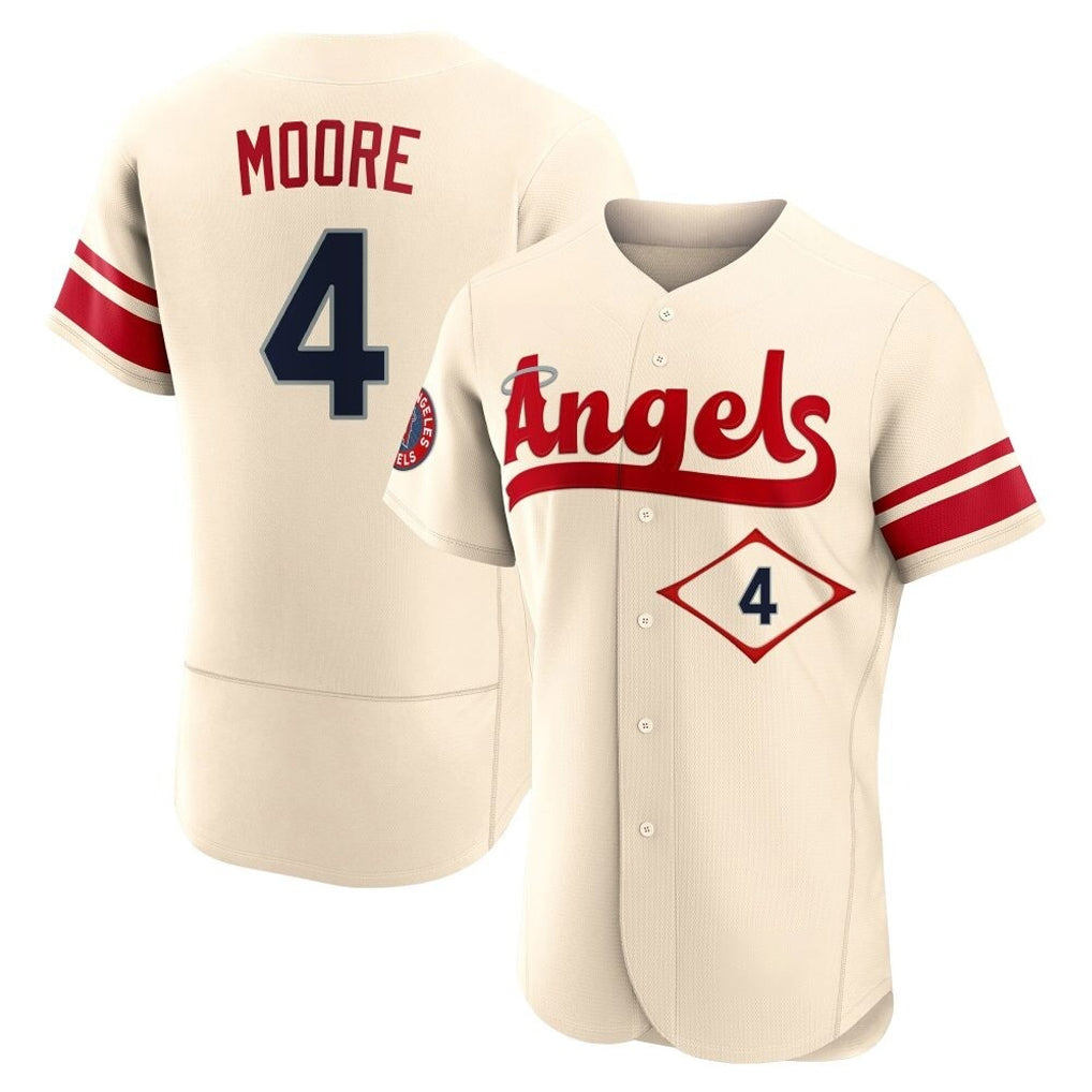 Yuxns LA.Angels #4 Christian Moore Player Cream City Connect Limited ELite Home Stitched Jerseys