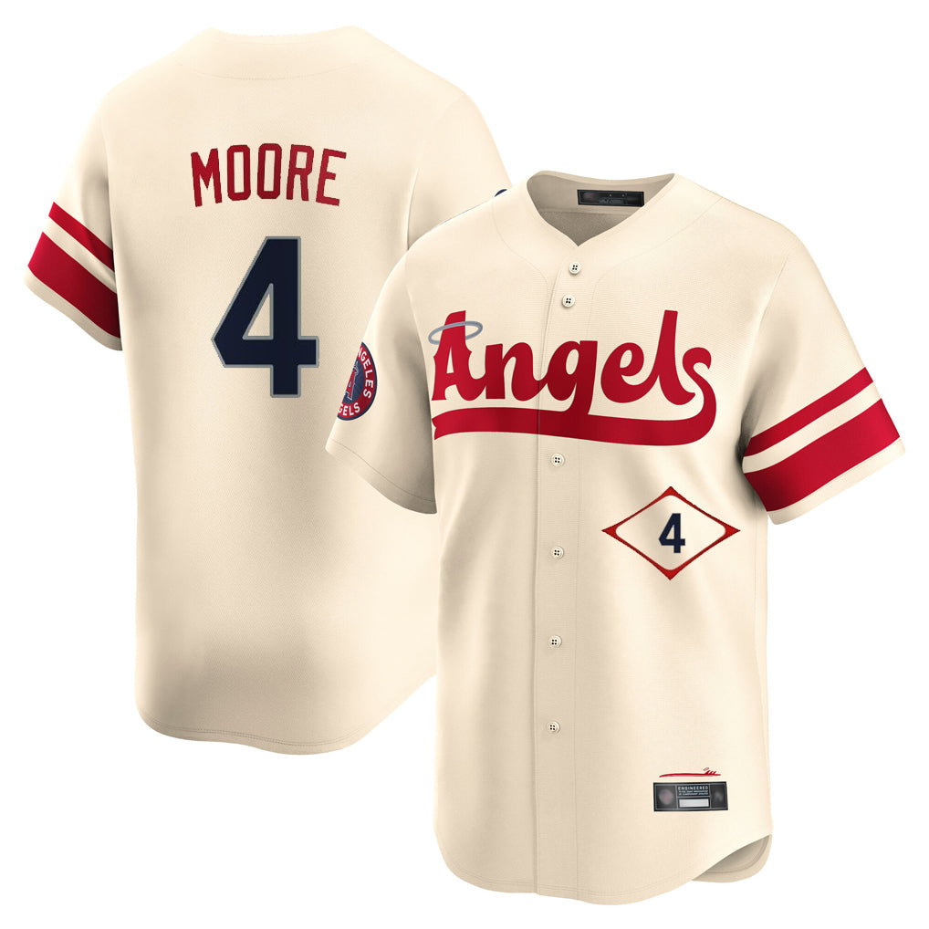 Yuxns LA.Angels #4 Christian Moore Player Cream City Connect Limited Home Stitched Jerseys