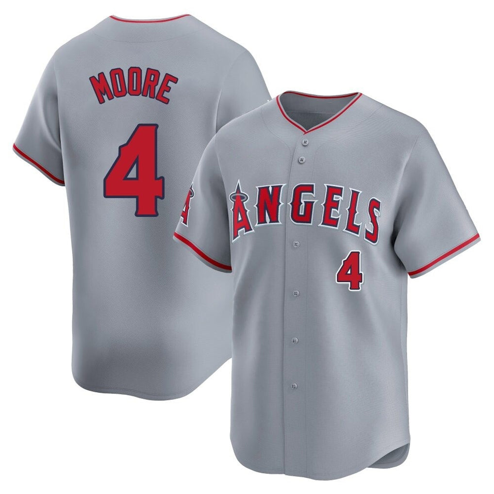 Yuxns LA.Angels #4 Christian Moore Player Gray Home Limited Stitched Jerseys