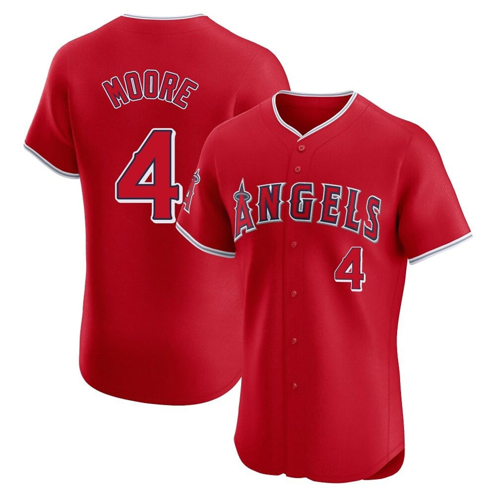 Yuxns LA.Angels #4 Christian Moore Player Red Home Limited Elite Stitched Jerseys