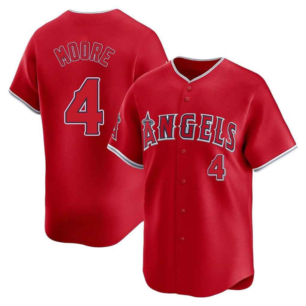 Yuxns LA.Angels #4 Christian Moore Player Red Home Limited Stitched Jerseys