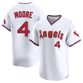 Yuxns LA.Angels #4 Christian Moore Player White T-shirt Home Limited Stitched Jerseys