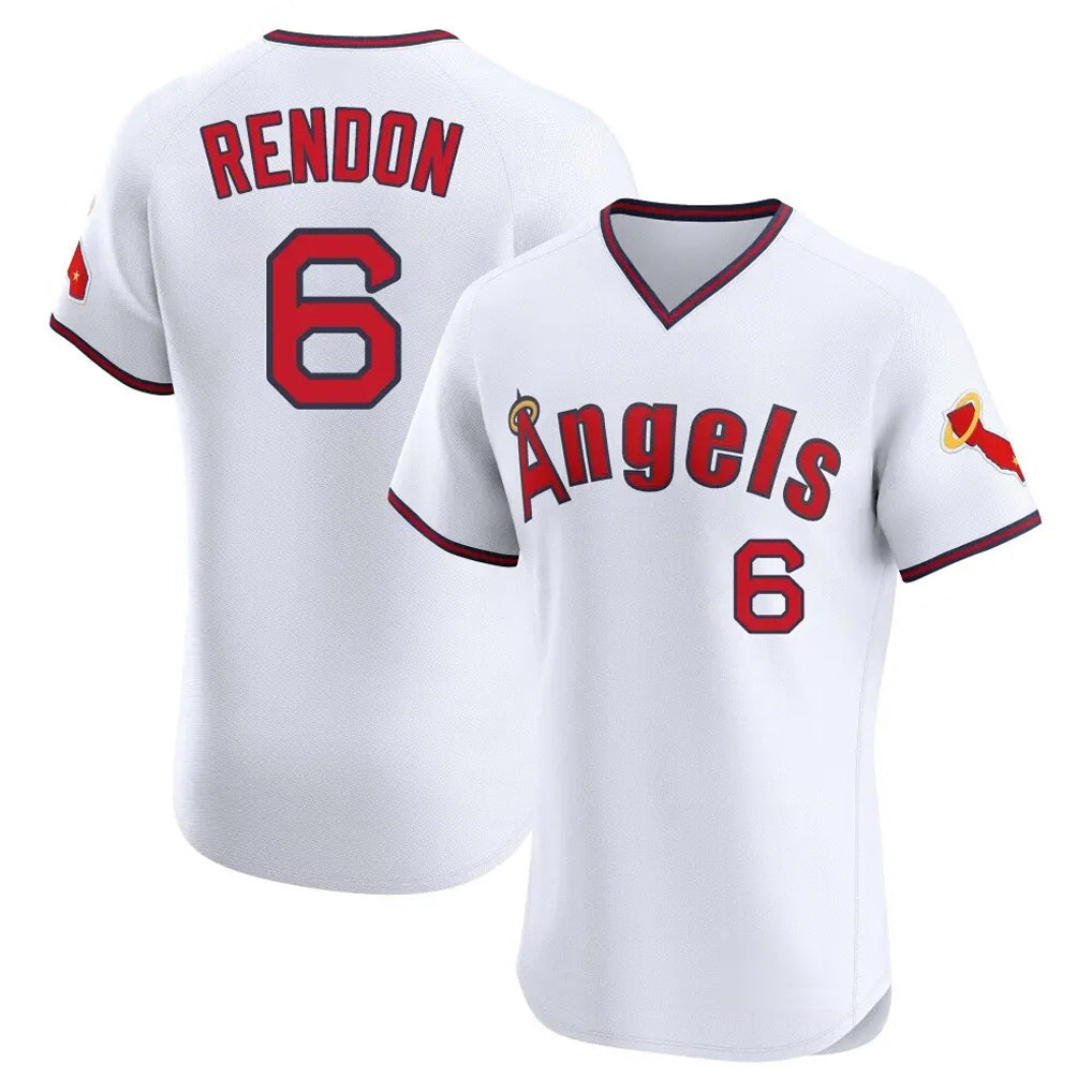 Yuxns LA.Angels #6 Anthony Rendon Player White T-shirt Home Limited Elite Stitched Jerseys