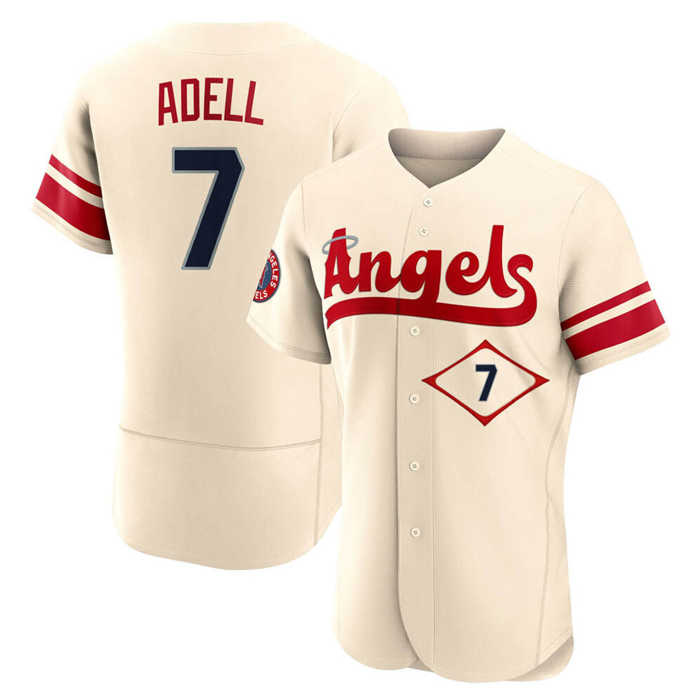 Yuxns LA.Angels #7 Jo Adell Player Cream City Connect Limited ELite Home Stitched Jerseys