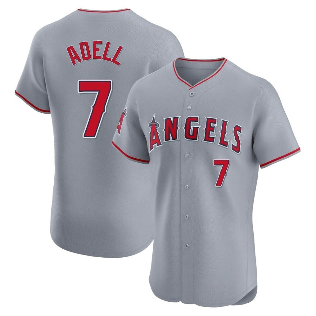 Yuxns LA.Angels #7 Jo Adell Player Gray Home Limited Elite Stitched Jerseys