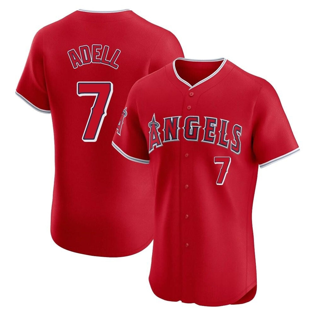 Yuxns LA.Angels #7 Jo Adell Player Red Home Limited Elite Stitched Jerseys