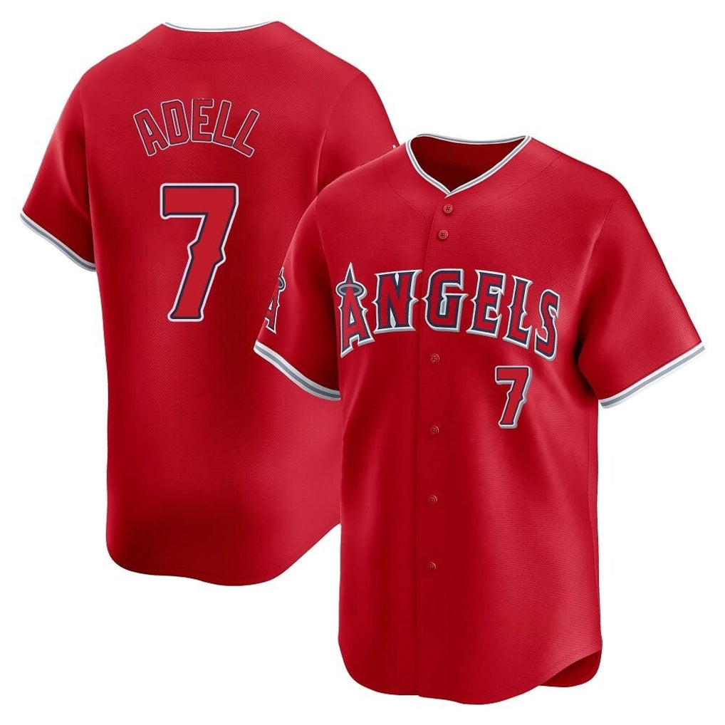Yuxns LA.Angels #7 Jo Adell Player Red Home Limited Stitched Jerseys