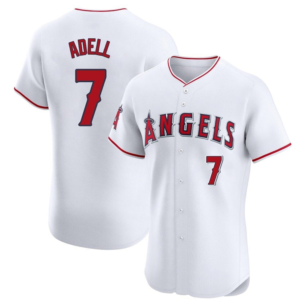 Yuxns LA.Angels #7 Jo Adell Player White Limited Elite Stitched Home Jerseys