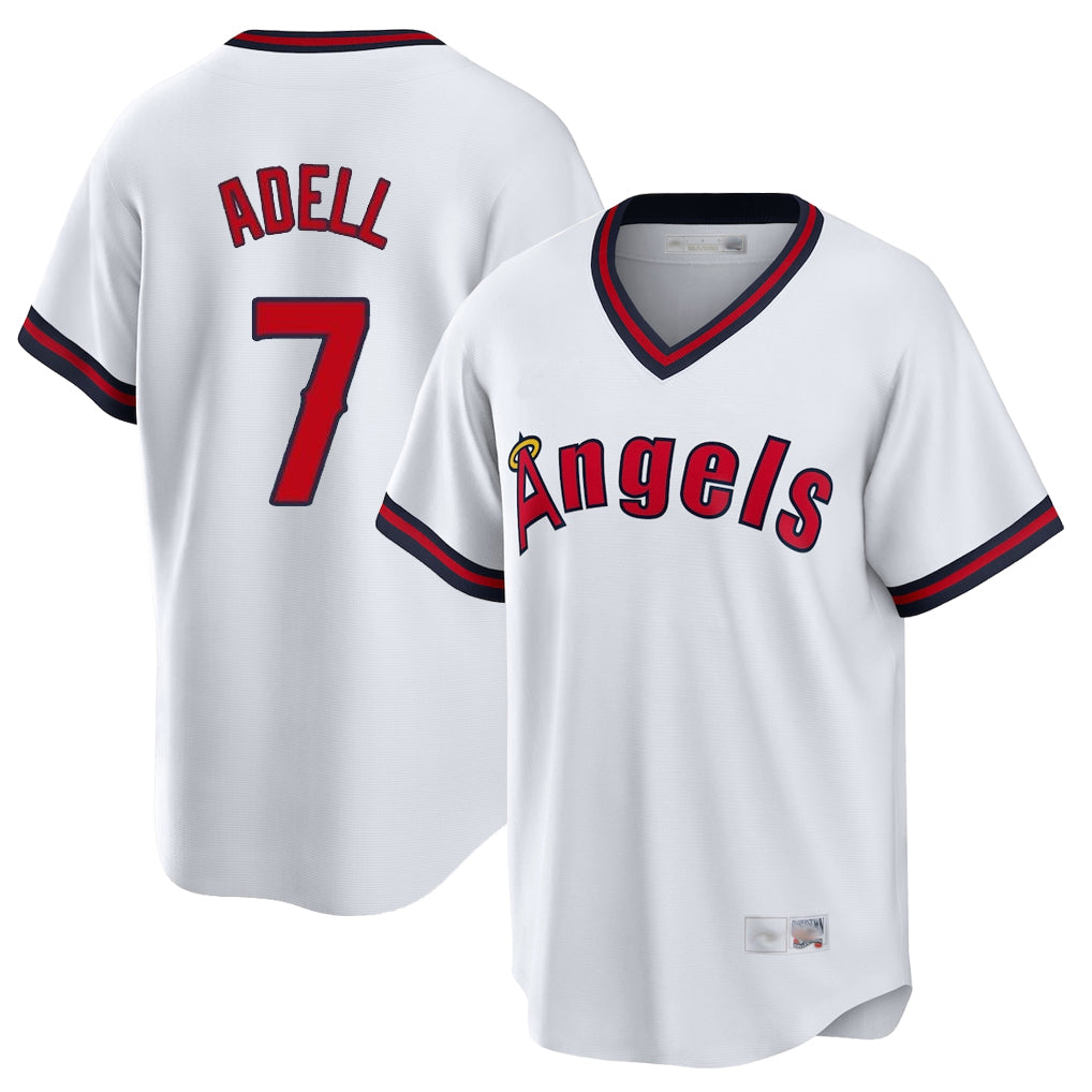 Yuxns LA.Angels #7 Jo Adell Player White T-shirt Home Game Stitched Jerseys
