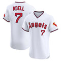Yuxns LA.Angels #7 Jo Adell Player White T-shirt Home Limited Elite Stitched Jerseys