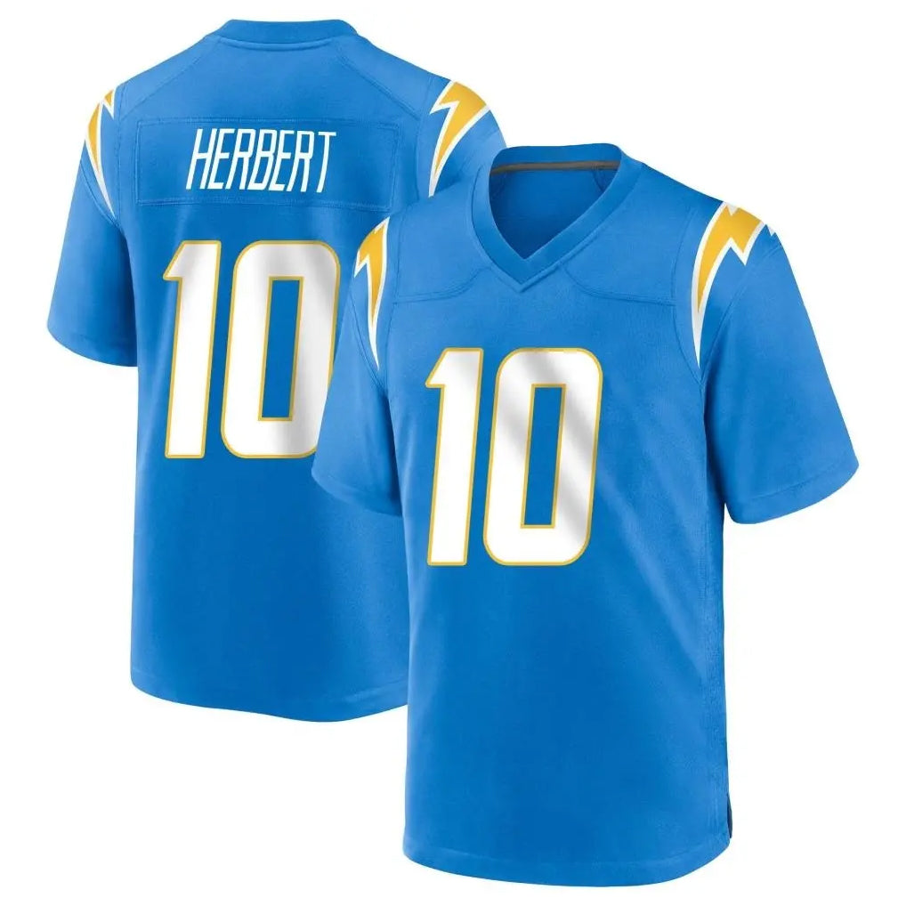Yuxns LA.Chargers #10 Justin Herbert Player Blue Home Game Stitched Jerseys
