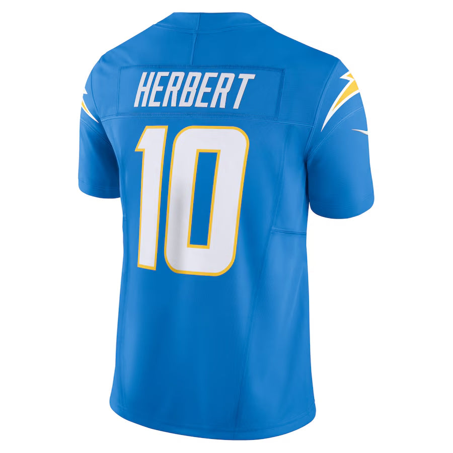 Yuxns LA.Chargers #10 Justin Herbert Player Blue Vapor F.U.S.E. Limited Stitched Jerseys