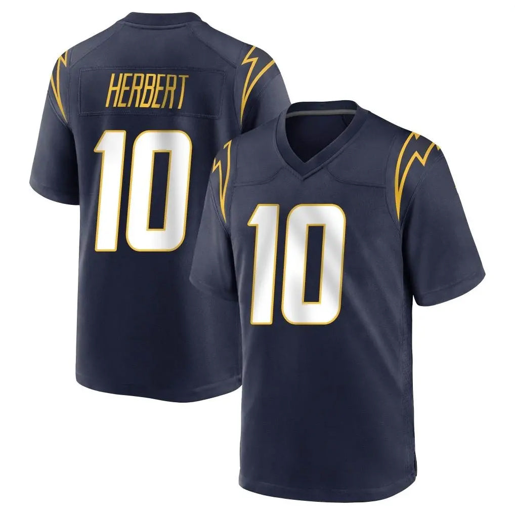 Yuxns LA.Chargers #10 Justin Herbert Player Navy Home Game Stitched Jerseys
