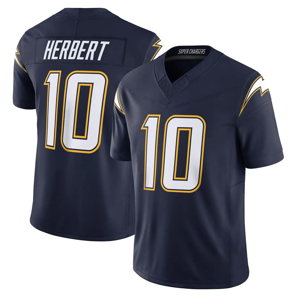 Yuxns LA.Chargers #10 Justin Herbert Player Navy Vapor F.U.S.E. Limited Home Game Stitched Jerseys