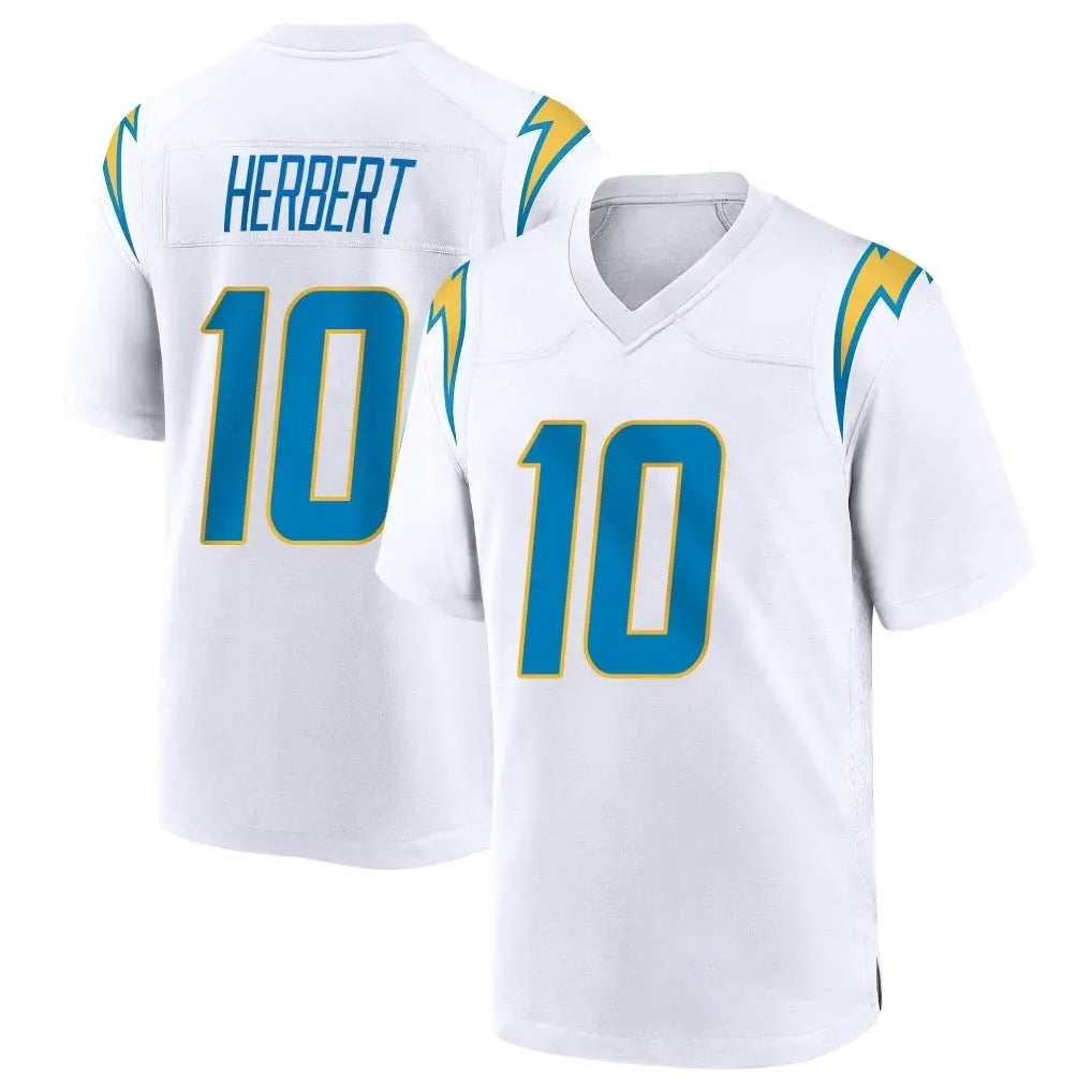 Yuxns LA.Chargers #10 Justin Herbert Player White Home Game Stitched Jerseys