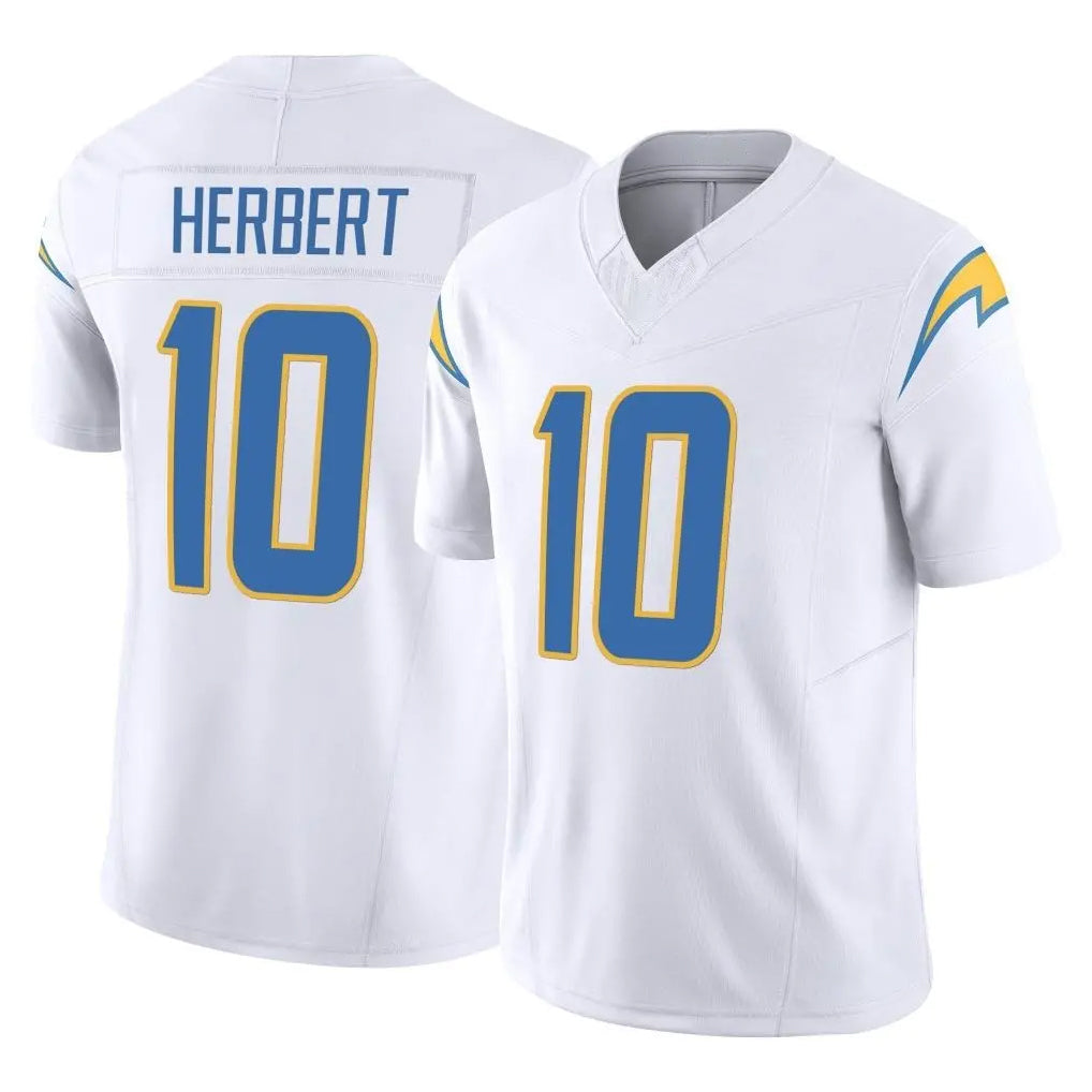 Yuxns LA.Chargers #10 Justin Herbert Player White Limited Vapor F.U.S.E. Home Game Stitched Jerseys
