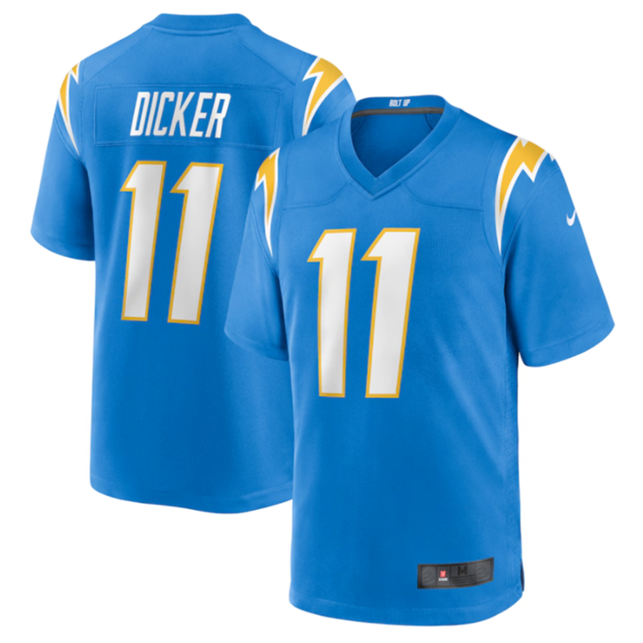 Yuxns LA.Chargers #11 Cameron Dicker Powder Blue Game Jersey Stitched Jerseys