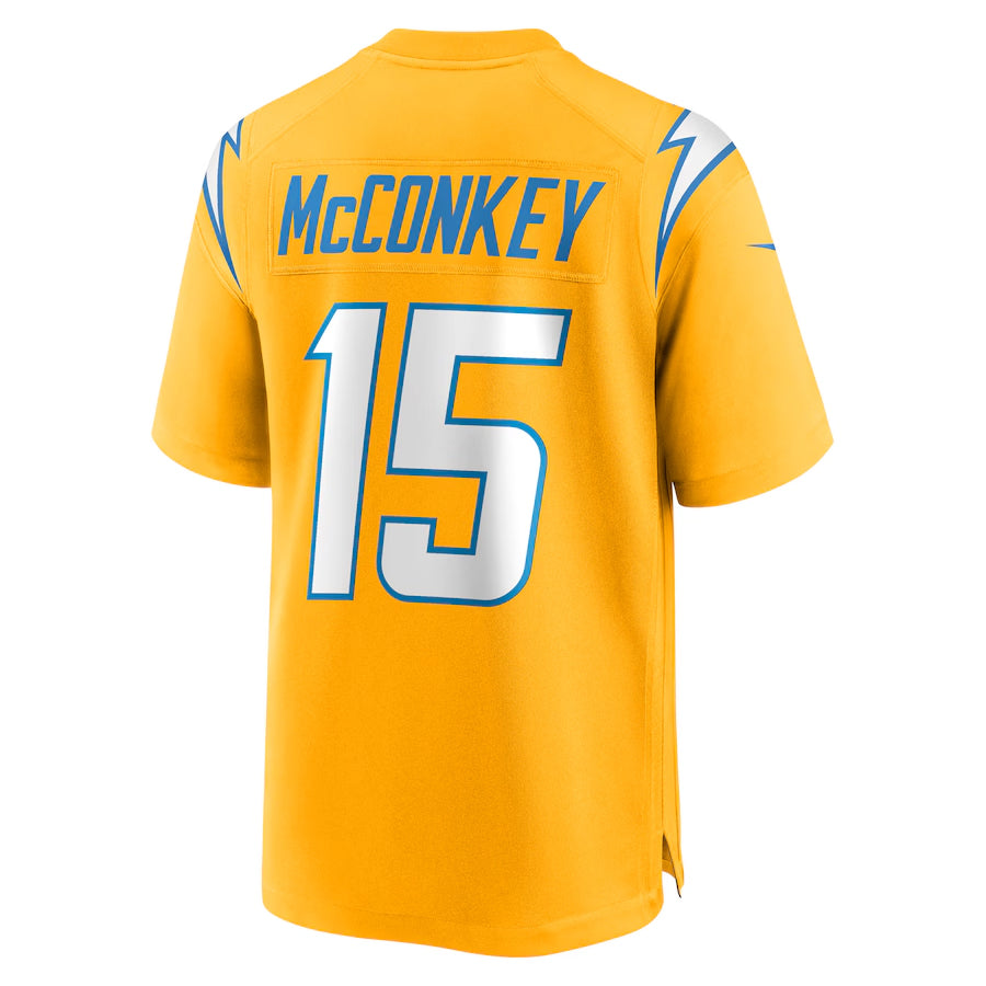 Yuxns LA.Chargers #15 Ladd McConkey Player Gold Game Stitched Jerseys