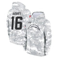 Yuxns LA.Chargers #16 J.K. Scott Player Arctic Camo Salute to Service Hoodies Limited Game Stitched Jerseys