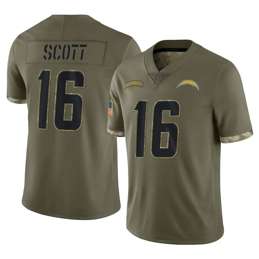 Yuxns LA.Chargers #16 J.K. Scott Player Olive Salute To Service Limited Stitched Jerseys