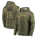 Yuxns LA.Chargers #16 J.K. Scott Player Olive Salute to Service Pullover Hoodies Home Game Stitched Jerseys