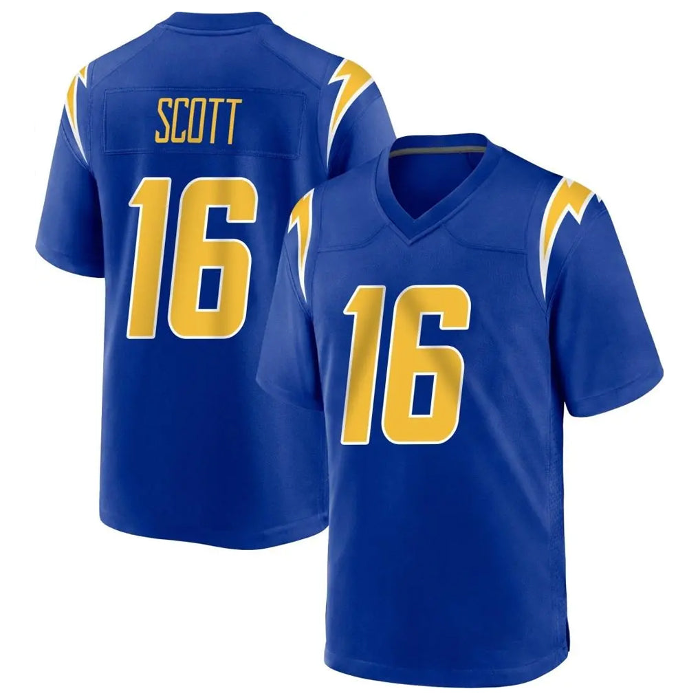 Yuxns LA.Chargers #16 J.K. Scott Player Royal Home Game Stitched Jerseys