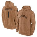 Yuxns  LA.Chargers #1 Quentin Johnston Player Brown Salute to Service Hoodies Limited Game Stitched Jerseys