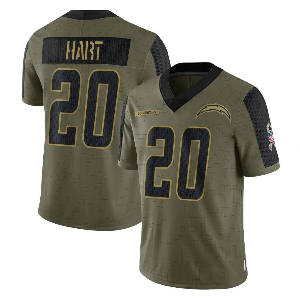 Yuxns LA.Chargers #20 Cam Hart Player Olive Salute To Service Limited Game Stitched Jerseys