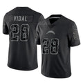 Yuxns LA.Chargers #28 Kimani Vidal Player Black Limited Reflective Home Game Stitched Jerseys