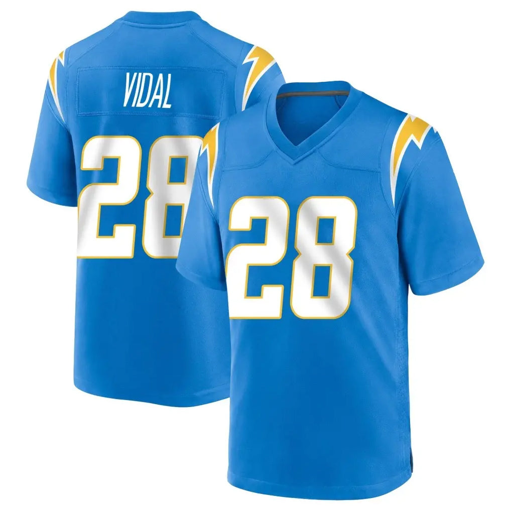 Yuxns LA.Chargers #28 Kimani Vidal Player Blue Home Game Stitched Jerseys