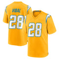 Yuxns LA.Chargers #28 Kimani Vidal Player Gold Home Game Stitched Jerseys