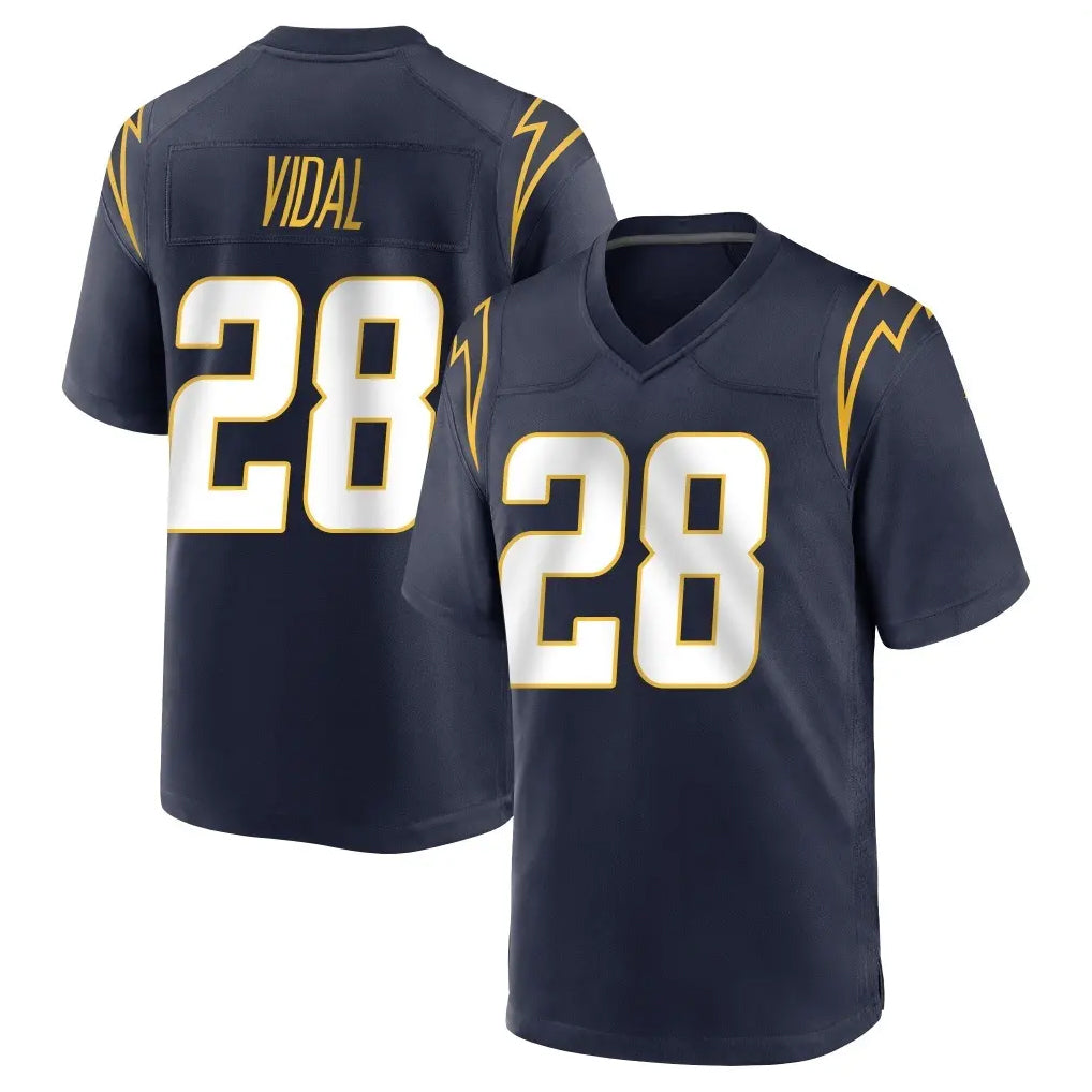 Yuxns LA.Chargers #28 Kimani Vidal Player Navy Home Game Stitched Jerseys